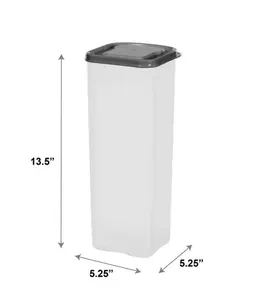 Bread Plastic Storage Keeper, Clear with Gray Lid (1 Each) 5.25" x 5.25" x 13.62" Containers Kitchen Utensils Shelf
