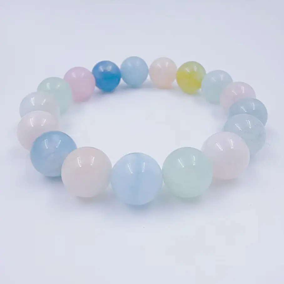 Exquisite Healing Crystal Morganite Bracelet, Candy Color Pastels Design, Daily Wear Fashion Accessory, Taoist Priest-Consecrated Chinese FengShui Piece for Mood & Relationship Balance, Exquisite Bracelet, Healing Crystal Bracelet summerwins