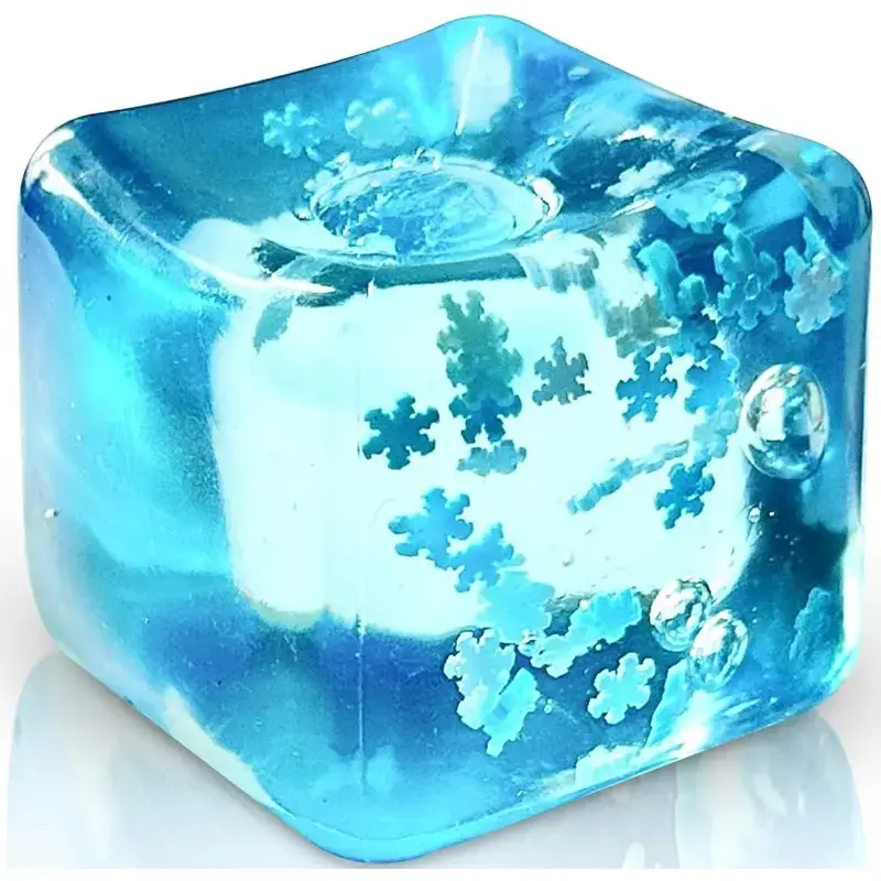 Slow Rise Stress Balls (1-4 Pack) - Square Ice Cube with Snowflakes Inside, Sensory Squish Anxiety Relief Products, Stress Relieving Accessory for Kids, Classroom Prizes & Office Desk Relaxation Gift