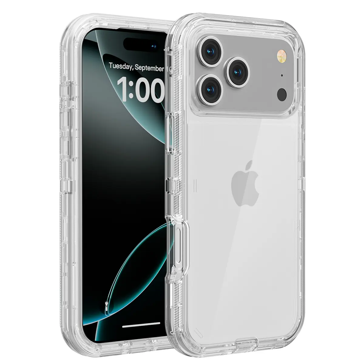 Clear Rugged Case for iPhone 17 Pro Max 17 Air 11 12 13 14 15 16 Pro Max 3-Layer Military Grade Drop Protection Transparent Heavy Duty Shockproof Anti-Fall Case Durable Cover