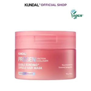 KUNDAL PROGEN Protein Collagen Bonding Hair Mask Violet Muguet 6.34 fl oz Heat Protectant 450°F 24H Hydration for Damaged Bleached Hair Split Ends Breakage