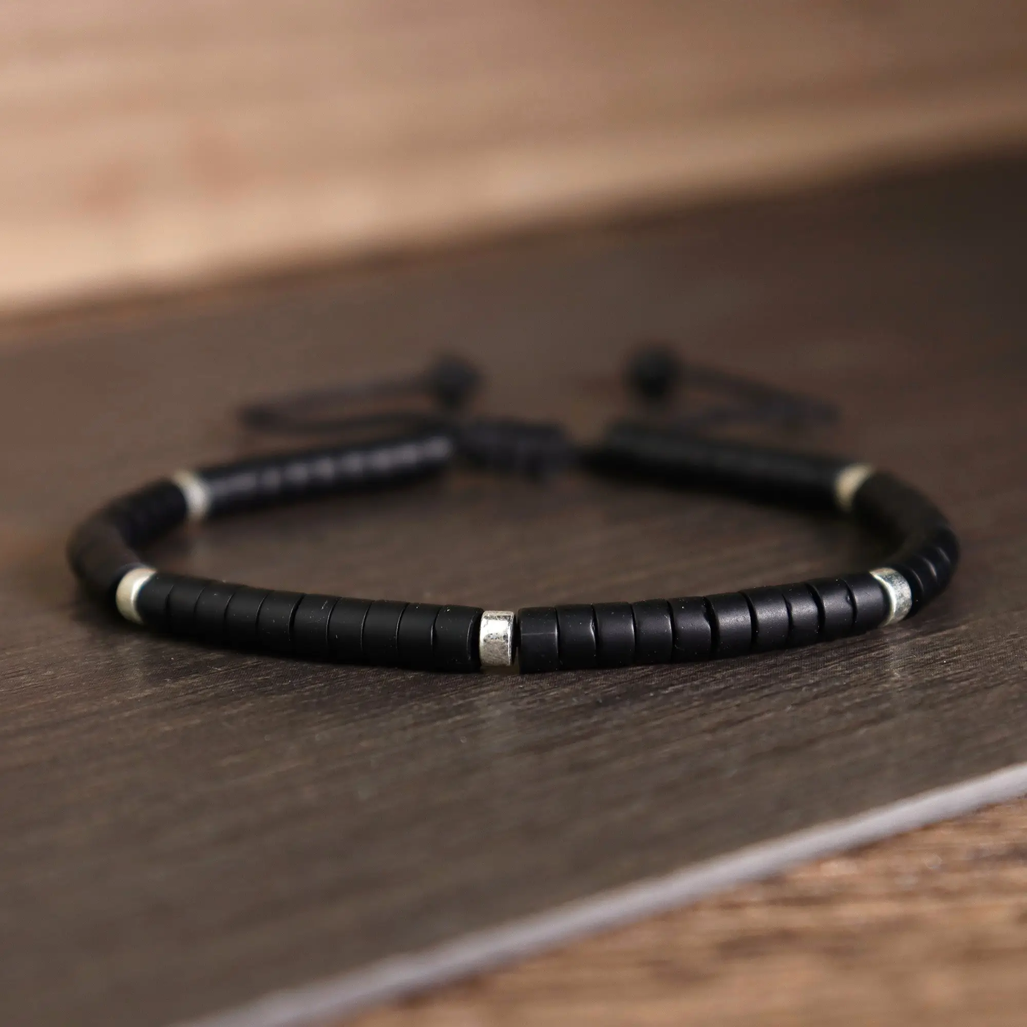 Natural Black Tourmaline Stone Bracelet Healing Crystal Barrel Gemstone Braided Dainty Bracelet Handmade Minimalist Style for Daily Use Gift for her,