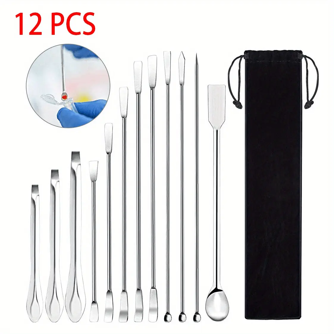 12pcs Lab Spatula Lab Spoon Micro Laboratory Scoops Reagent Mixing Spatula Sampling Spoon Double Ended Lab Spatula Set for Powders Gel Cap Filler