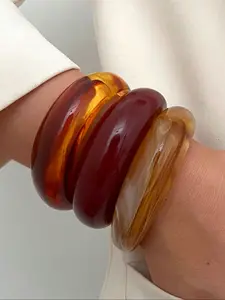 Women's Acrylic Bracelet Set, Fashionable Bangle, Casual Plain Design, Lightweight Open-End Style, Perfect for Daily Wear & Special Occasions