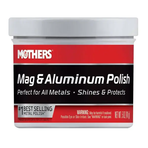 MOTHERS Mag and Aluminum Polish Paste, Removes Oxidation and Delivers Mirror Finish, Cleans Polishes and Protects, For Uncoated Aluminum Magnesium Stainless Steel, Brilliant Shine with Ease of Use