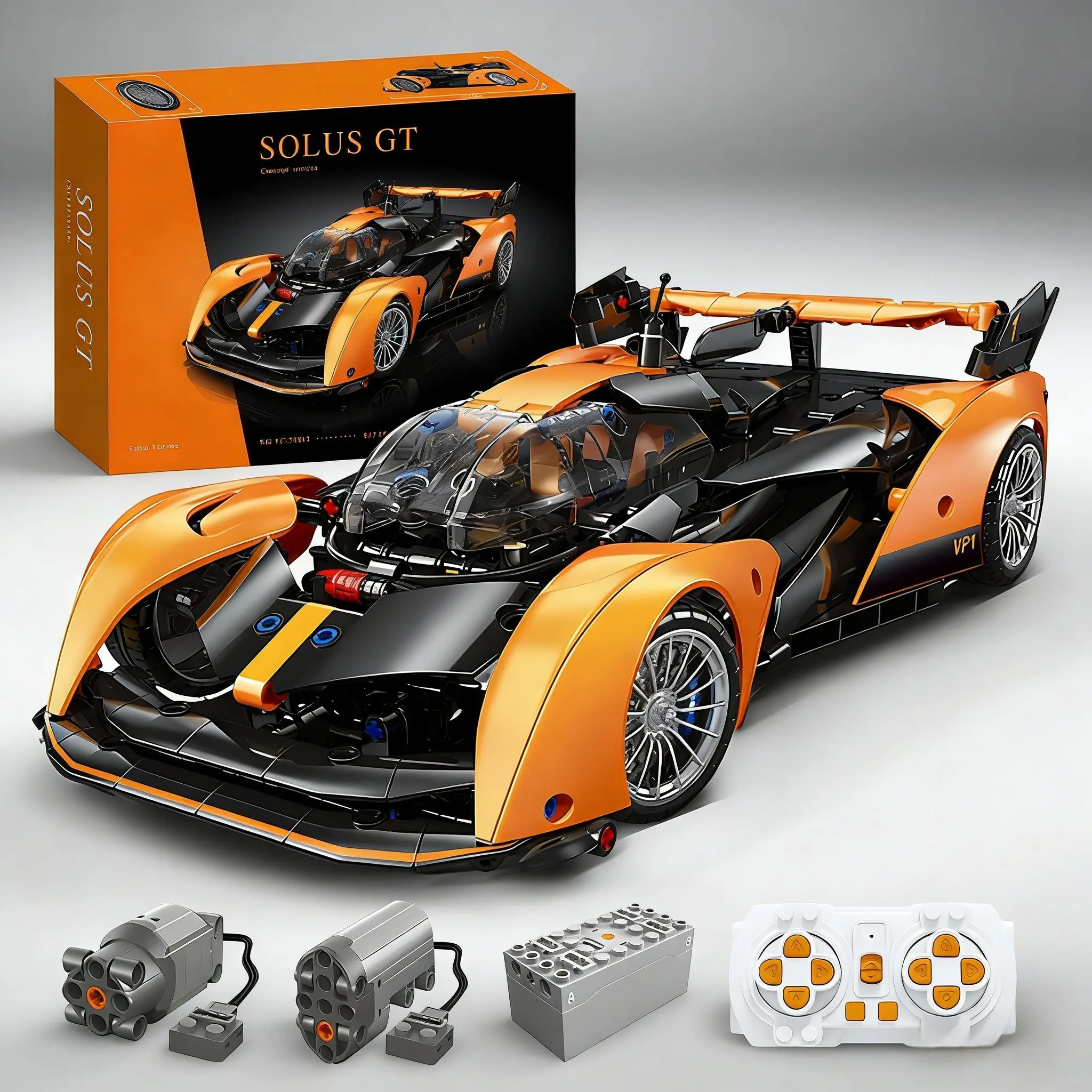 Remote Control Technical Building Set, 1:14 Solus GT Car Building Kit with Motors and Rechargeable Battery,  Construction Toy Gift for Adults and Boys 12+(817pcs)