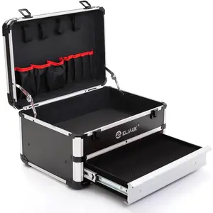 ELIAUK Tool Box Hard Case Tool Organizer Cabinet Carry Case Tool box with Drawers(Silver)