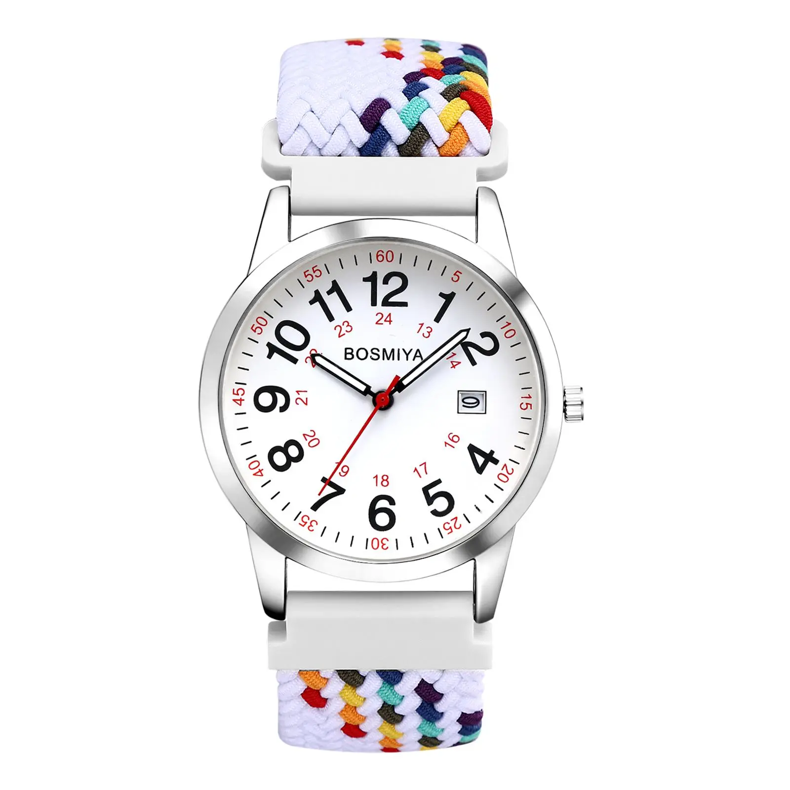 OIDEA Women's Casual Quartz Analog Wristwatch - Easy Reader Stretch Band, Big Number Calendar Dial, 24-Hour Format, 1-Size Everyday Watch for Nurses