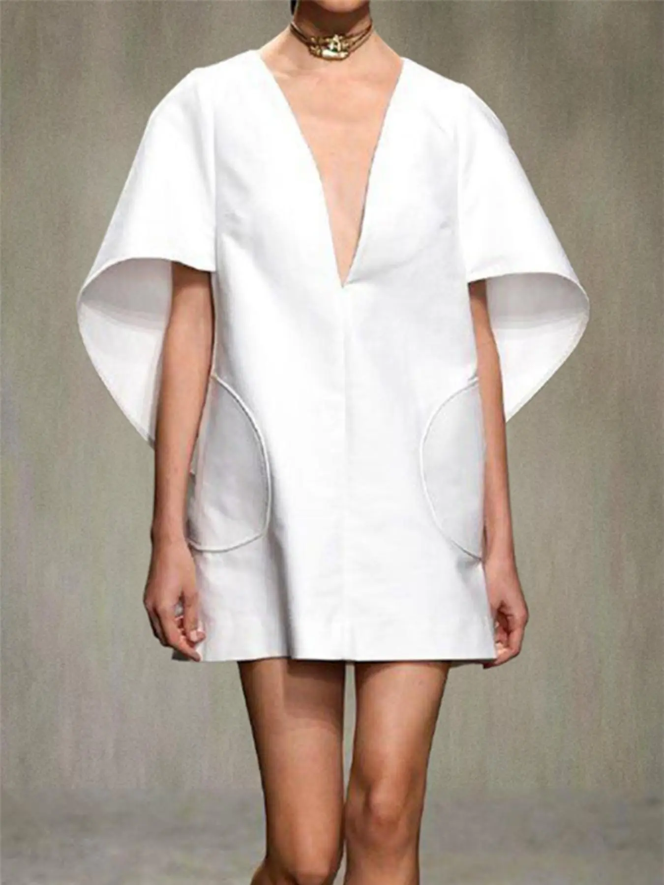 Women's Plain Dress, Casual Batwing Sleeve Dress for Summer, Fashion Chic Elegant Fit Women's Dress for Daily Wear, Womenswear, Dresses for Women, Lady Minimalist Formal Elegant Dress, Elegant Classy Flattering, Casual Everyday Wear