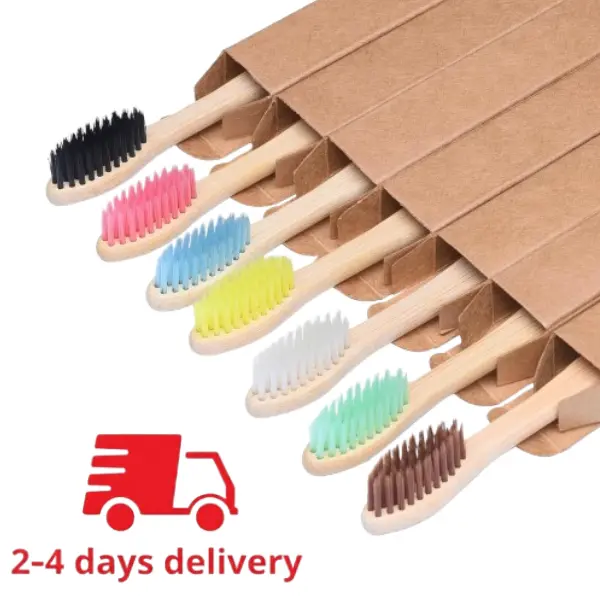 7 Pcs Natural Green Bamboo Toothbrush, Biodegradable and Environmentally Friendly, Soft Bristles and BPA Free, Professional Bamboo Toothbrush Interdentalbrushes Cleanser