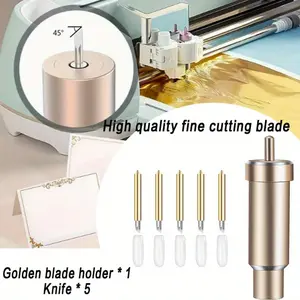 5 PCS Premium Fine-Point Blade and Housing Compatible with ExploreAir/Air 2/Air 3/Maker/Maker 3/Expression Cutting Machines for Light to Mid-Weight Materials Like Cardstock, Vinyl, Iron-On & More