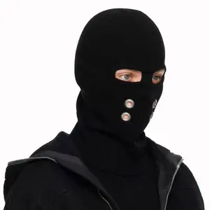 Winter Essential Black Knitted Mask - Full-Face Balaclava with Ventilation Holes for Cold-Weather Protection