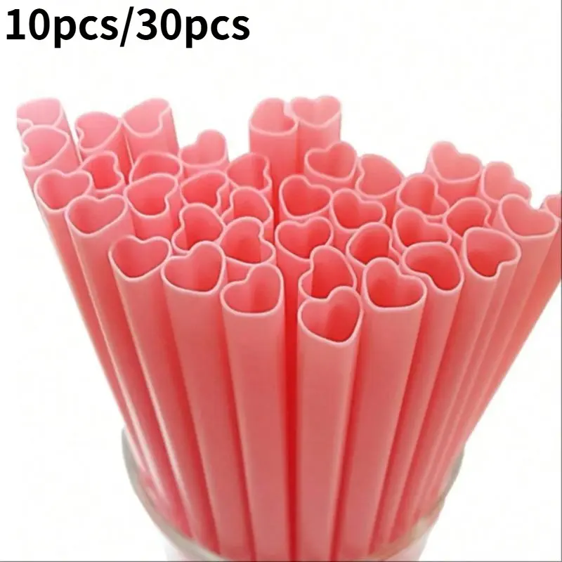 Reusable Plastic Straws, 10/30 Pack, Ideal for Valentine's Day, Wedding Parties, Casual Style, Non-Lead Crystal Glass Material