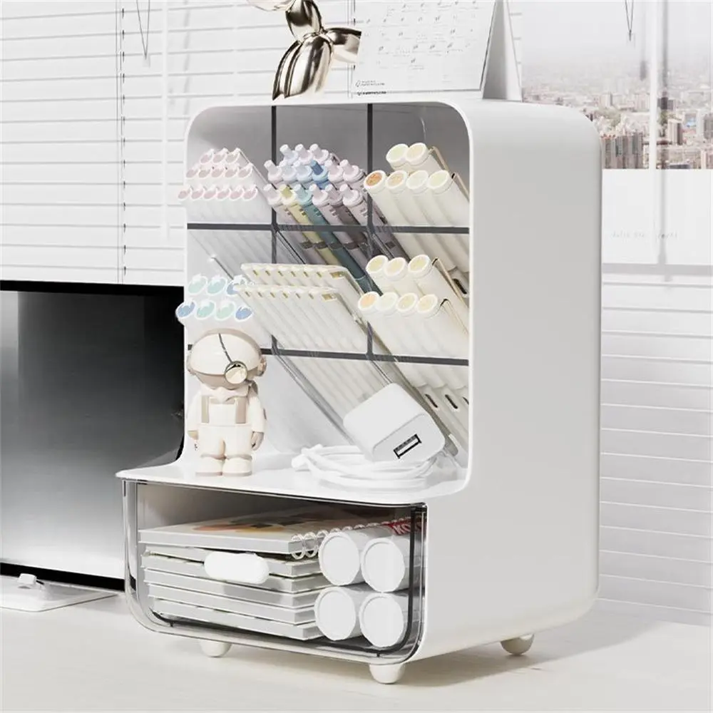 Large Capacity Desk Side Stationery Storage Box, Multi-Grid Organiser, Desktop Organizer for Home Office & School Use, Ideal for Writing Desks & Workspaces
