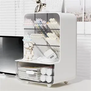 Large Capacity Desk Side Stationery Storage Box, Multi-Grid Organiser for Home Office & School Use, Ideal for Writing Desks & Workspaces