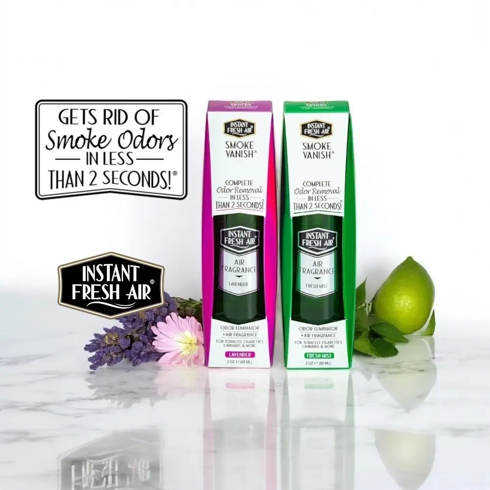 Smoke Vanish Odor Eliminator & Remover 4 oz Air Freshener Spray Fresh Mist Lavender Scent Alcohol Free Non Flammable Safe Formula Instant Odor Neutralizer Instant Fresh Air