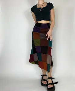 Meli Skirt - Flared Casual Style with Patchwork Design, Medium Size, Comfortable for Women