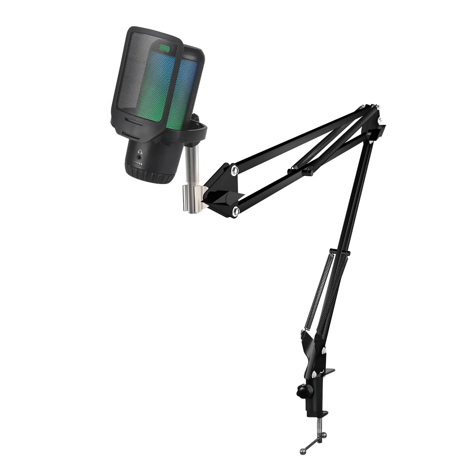 005 USB RGB Noise Cancelling Microphone with USB-C/Lightning RX - for Smartphone, PC, Podcasting, Gaming Streaming (Black)
