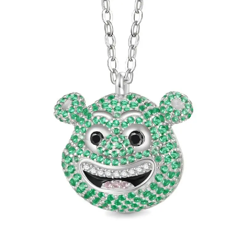 GNOCE Whimsical Shrek Pendant Necklace - Rhinestone Sparkling Unisex Costume Jewelry for Animation Fans, Shrek Accessories, Cosplay, Fairytale Fantasy Wear for Casual & Events, Cosplay Necklaces