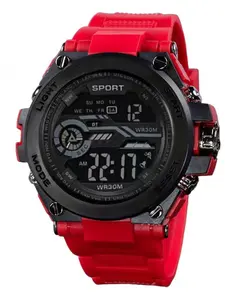 New Men's Outdoor Hiking Sports Watch, Fashion Student Multifunctional Night Glow Alarm Timer Electronic Watch, Digital Watch, Silver Color, Round Dial