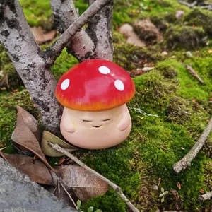 Cartoon Mushroom Shaped Garden Decor, Cute Mini Mushroom Ornament, Creative Garden Decoration for Home Garden, Garden Sculptures Statues