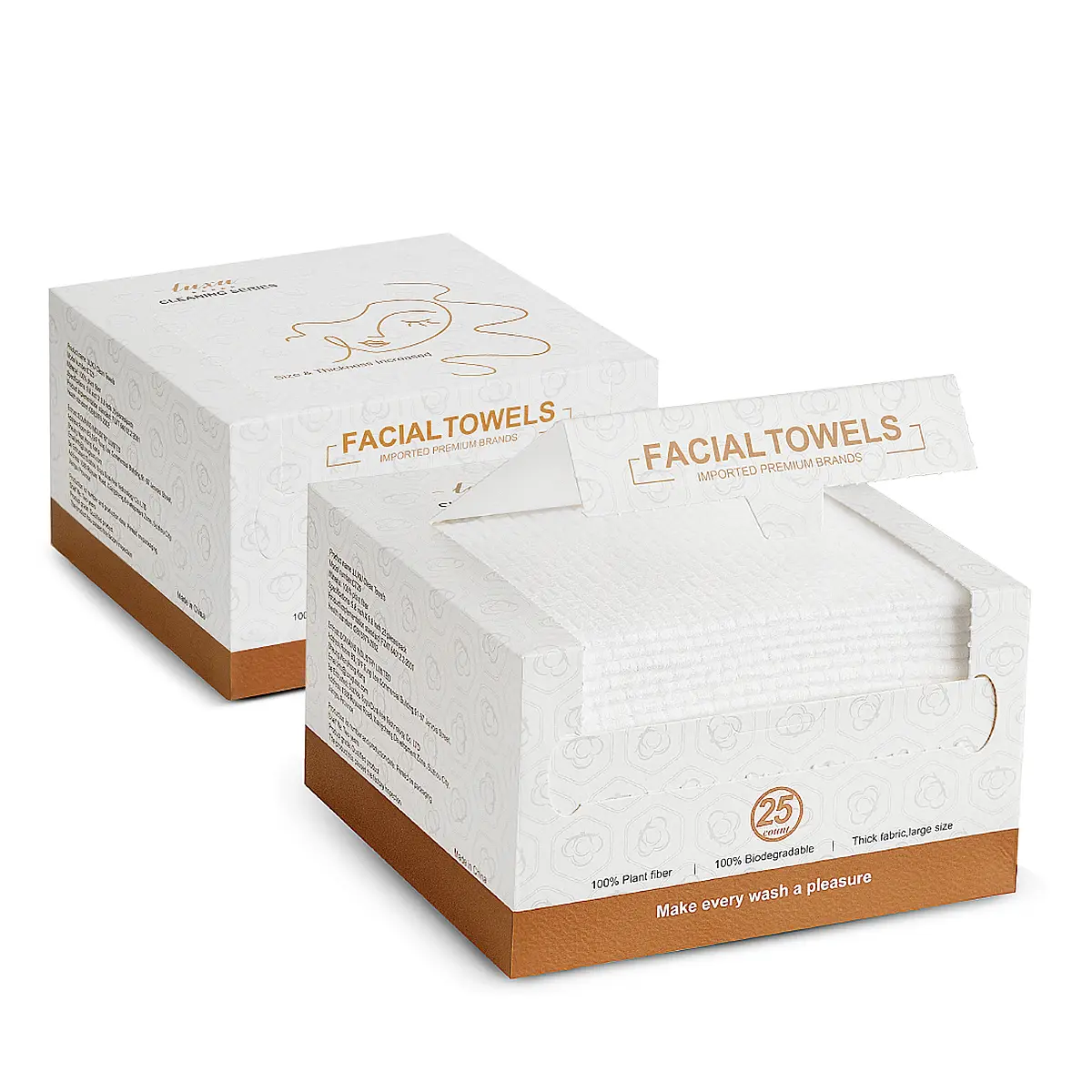 LUXU Disposable Facial Towels, 50 Count, Extra-Large & Thick, Wet-Dry Use, Ultra-Soft Cosmetic Face Towel for Travel & Makeup Removal, Face Care Products & Bathroom Cleaning Supplies