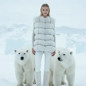 Marcella Acosta White Fox Vest, Sleeveless.