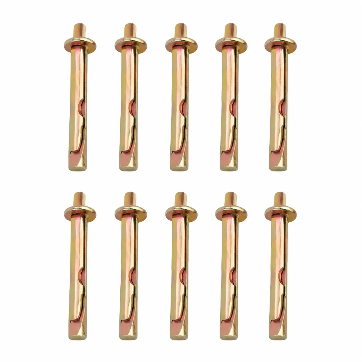 10-Pack M6x40mm Percussion Insert Expansion Anchors Colored Galvanized Iron-Carbon Steel Anti-Corrosion Metal Bolts for Concrete Dry Brick Block Walls Heavy-Duty Fixing Fence Canopy Air Conditioning