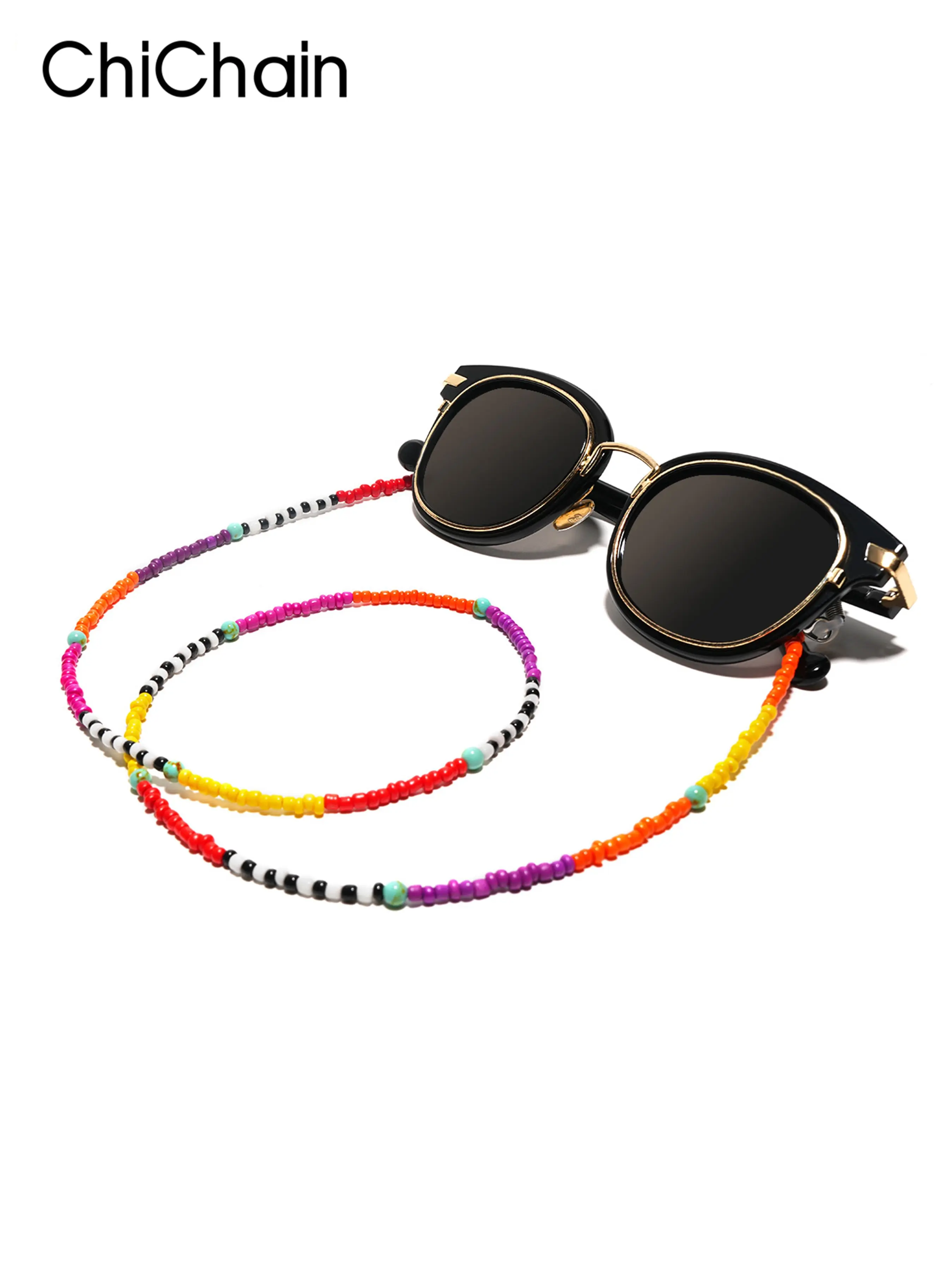 Colorful Beaded Eyeglass Chain, Multi-Use Mask Earphone Strap, Anti-Loss Acrylic Hanging Chain, Sunglasses Accessories, Ski Mask Chain
