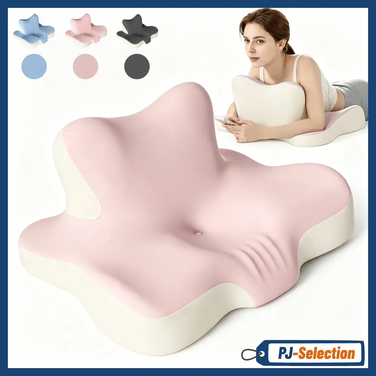 Ergonomic Cloud-Shaped Pillow - ContouredMemory Foam, Supportive Neck & Back,Breathable Removable Case, Ideal for Sleep,Reading, Office, Gift