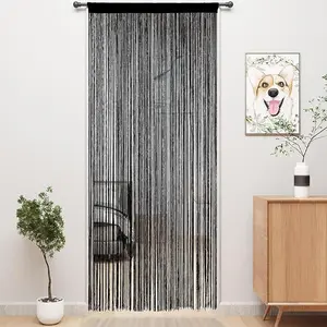 Black Line Pattern Door Curtain, Privacy Door Frame Tassel Curtain, Boho Style Door Curtain for Home Living Room Bedroom Hotel Dormitory Decor