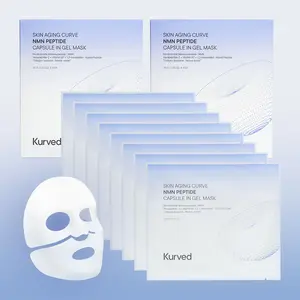 Kurved NMN Peptide Capsule Gel Mask | Firming, Lifting, Anti Aging, Hydrogel Mask with NMN, NAD, Peptide, Collagen infused with Liposomal capsule for Lifting & Firming, Cooling hydration, K-Beauty (8 sheet)