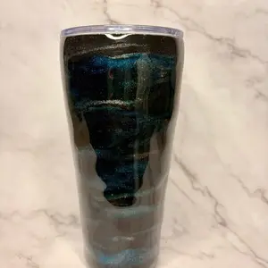 Black/teal  glitter tumbler