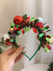 Sparkling Bead Element Christmas Accessory, Holiday Headband, Xmas Decoration, Party Gift, Daily Party Supplies, Home Party Decorations, Bling Hair Headband