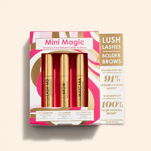 Mini Magic Set - Grande Cosmetics - Trial Size GrandeLASH-MD Lash Enhancing Serum, Trial Size GrandeBROW Brow Enhancing Serum and Mini Size GrandeMASCARA Conditioning Peptide Mascara