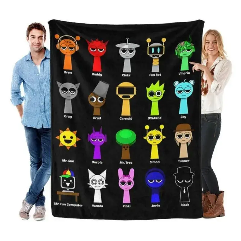 Soft Funny Throw Blanket Incredibox Sprunki Printed Flannel Blanket - Travel Comfort Office Bed Camping Multifunctional Flannel Blanket Gift
