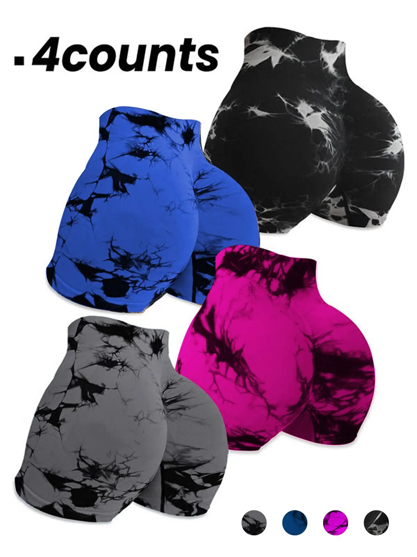 Women's High Waisted Tie Dye Yoga Shorts, Elastic High Waist Butt Lifting Sports Pants, Seamless Slim Fit for Yoga and Running, Athleisure Shorts, Athletic Wear Shorts, Fitness Shorts, Stretchy Seamless Shorts