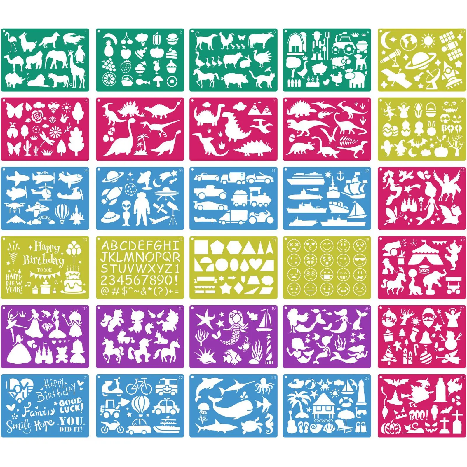 30/35 Pieces Drawing Stencils Set Drawing Painting Stencil Templates Artistic Stencil Set for Girls & Boys Gift and Card Making