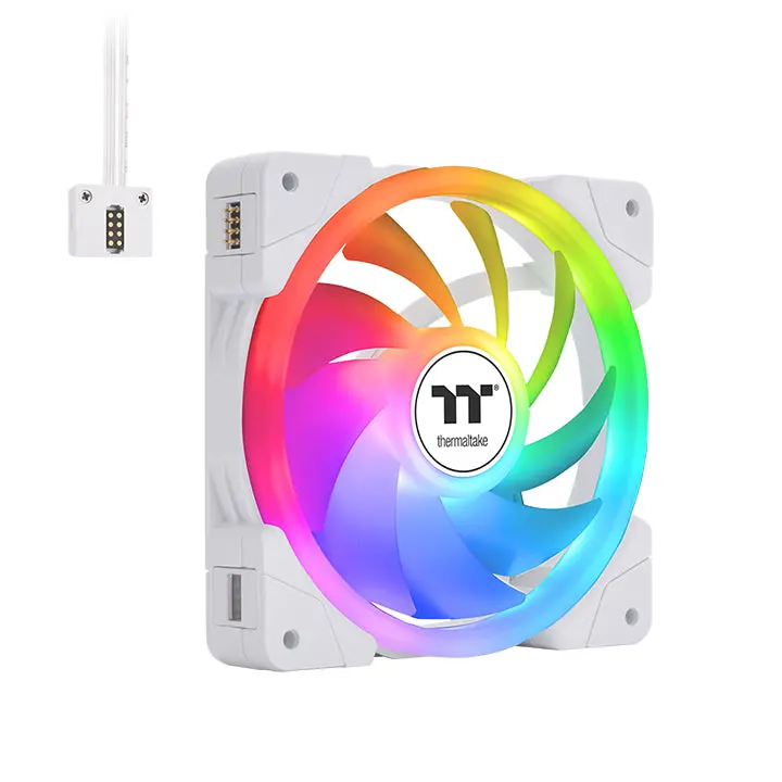 SWAFAN EX12 ARGB Sync PC Cooling Fan White TT Premium Edition (3-Fan Pack) with Daisy Chain, Magnetic Force, ARGB Light for PC Building