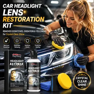 Car Headlight Lens Restoration Kit  Removes Scratches Oxidation and Yellowing Polishing & Sealing Compound for Crystal Clear Shine