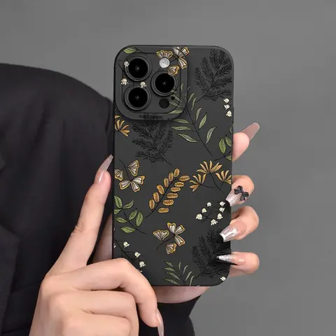 Floral Pattern Design Phone Case, 1 Count Shockproof Phone Protective Cover, Phone Accessory Compatible with iPhone 15 14 13 12 Series