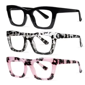 ZOELEAD 3-Pack Fashionable Women's Reading Glasses Blue Light Blocking Large Frame Computer Readers Spring Hinge