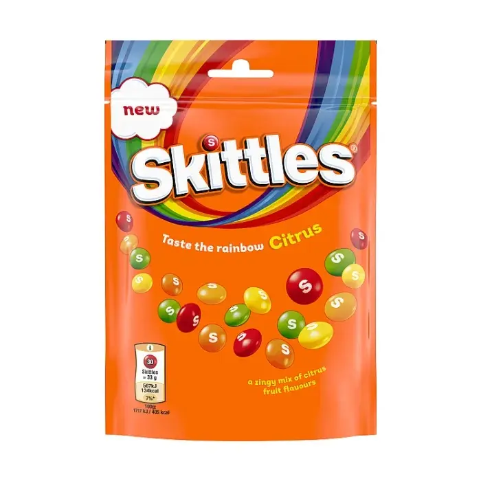SKITTLES Citrus 136g bag UK IMPORT, Chewy Fruity Hard Candy, Exotic Hard to Find Unique Candies, Delicious