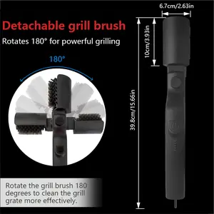 Cordless Rechargeable Electric BBQ Grill Brush – 2 Replacement Brushes, Adjustable Angle, BBQ Cleaning Tool for Rust, Paint, Dirt Removal & Welding