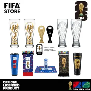 FIFA World Cup 2026 Official Fan Glass Cup | Soccer Party Beer Mugs | Insulated Drinking Glasses Gift Set | Includes Scarf & Whistle Cup | Home Kitchen Barware Drinkware Tumblers