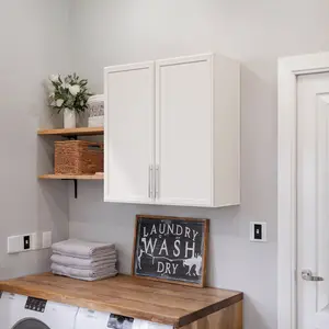 30" Kitchen Wall Storage Cabinets with 1 Adjustable Shelf Large Capacity Modern Laundry Organization Apartment Furniture Wall Mount Home Minimal Design Cupboard