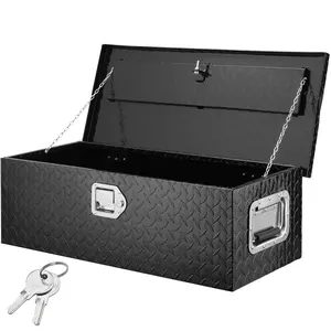 VEVOR Heavy Duty Aluminum Truck Bed Tool Box, Diamond Plate Tool Box with Side Handle and Lock Keys, Storage Tool Box Chest Box Organizer for Pickup, RV, Trailer, Truck Bed, 30"x13"x9.6"