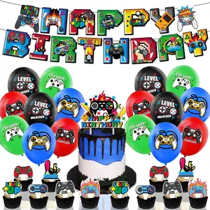 30-Piece Game Machine Theme Birthday Party Decoration Set, Includes Banner, Cake Topper, Balloons, Perfect for Gaming Themed Parties, Party Supplies