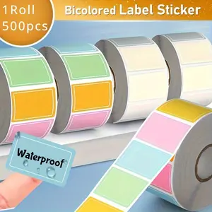 2 Rolls Color label stickers Self-paste blank stickers All-Purpose Labels Colorful Label Sticker Waterproof Self-adhesive Blank Handwritten Name Commodity Food Paste Category Index Stick Small Note