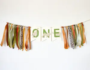 Safari Highchair Banner, Safari Backdrop  Smash Cake, Wild One Boy, 1st Birthday Decorations